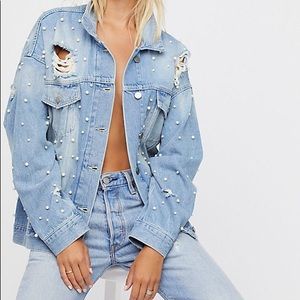 Free people pearl denim jacket